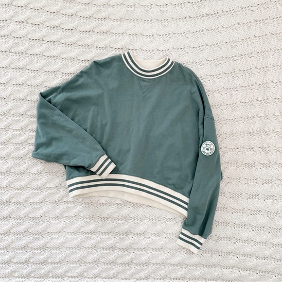 The Normal Brand Cole Terry Varsity Crewneck Pine sweater - Picture 2 of 4